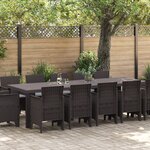 vidaXL Ensemble de salle à manger de jardin 13 pièces avec coussins marron poly osier