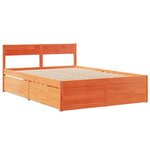 vidaXL Lit avec tiroirs/matelas cire marron 120x200 cm bois massif pin