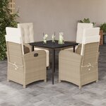 vidaXL Ensemble à manger de jardin avec coussins 5Pièces Beige poly rotin