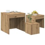 vidaXL Tables gigognes 3 Pièces chêne artisanal bois d'ingénierie