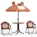 Jeu de bistro avec parasol pour enfants 3 pièces marron 02_0014491