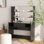 vidaXL Table de maquillage avec éclairage LED MDF Noir brillant
