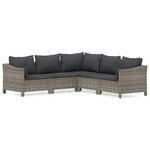 vidaXL Salon de jardin 5 Pièces avec coussins Gris Résine tressée
