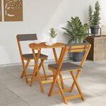 vidaXL Ensemble Bistro Pliable 3 Pièces avec Coussins en Bois Massif Acacia
