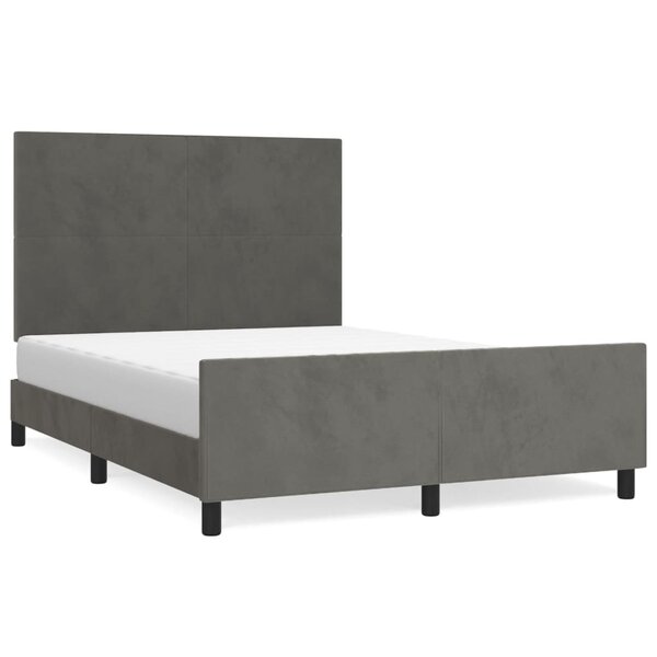 vidaXL Cadre de lit sans matelas gris foncé 140x190 cm velours