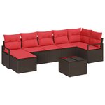 vidaXL Ensemble de canapé de jardin avec coussin 8 Pièces Marron et rouge