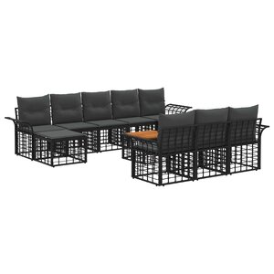 vidaXL Ensemble de canapés d'extérieur 11 Pièces Noir et Gris foncé