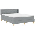 vidaXL Lit avec sommier tapissier et matelas en gris clair  160 x 200 cm  en tissu.