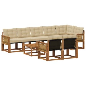 vidaXL Ensemble de canapés d'extérieur 9 pc Naturel et Beige