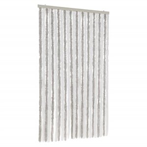vidaXL Rideau anti-mouches gris clair et blanc 100x230 cm chenille