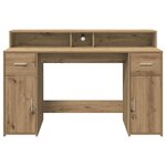 vidaXL Bureau avec lumières LED chêne artisanal bois d'ingénierie