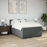 vidaXL Sommier à lattes de lit avec matelas Gris foncé 140x190cm Tissu