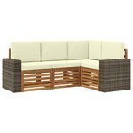 vidaXL Ensembles de canapés avec coussin 4 Pièces Bois d'Acacia Massif