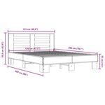 vidaXL Cadre de lit chêne fumé 120x200 cm bois d'ingénierie et métal