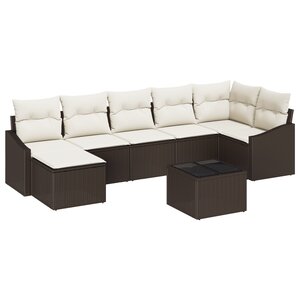 vidaXL Ensemble de Canapés de Jardin 7 Pièces avec Coussins Gris Rattan Poly