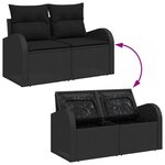 Ensemble de canapés de jardin 11 pièces avec coussins en rotin synthétique noir