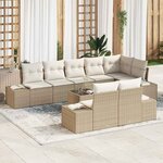 vidaXL Ensemble de canapé de jardin 9 Pièces beige et crème Poly rotin