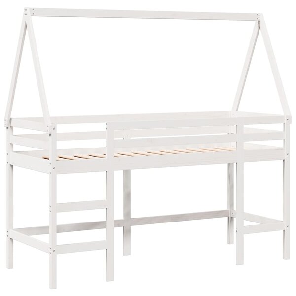 vidaXL Lit superposé et échelle et toit blanc 80x200cm bois pin massif