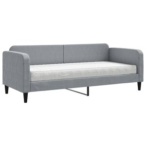 vidaXL Lit de jour avec matelas gris clair 80x200 cm tissu