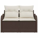 vidaXL Canapé de jardin avec coussin Marron 121 x 62 x 69cm polyrotin