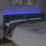 vidaXL Tête de lit à LED Bleu foncé 183x16x78/88 cm Velours