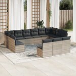 vidaXL Salon de jardin avec coussins 13 Pièces gris clair résine tressée