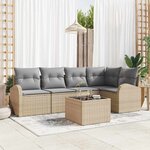 vidaXL Ensemble de canapé de jardin 6 Pièces Beige Poly rotin