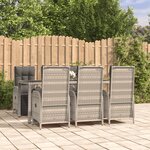 vidaXL Ensemble à manger jardin et coussins 7 Pièces gris rotin
