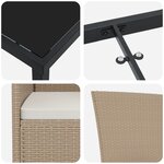 Ensemble de repas 5 pièces avec coussins en rattan poly beige