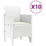 vidaXL Ensemble de salle à manger pour jardin 11 Pièces Blanc