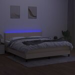 vidaXL Sommier à lattes de lit avec matelas LED Crème 180x200 cm Tissu