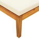 vidaXL Chaise longue avec coussins blanc crème Bois d'acacia solide