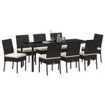 vidaXL Ensemble de salle à manger pour jardin 9 Pièces Noir Poly rotin