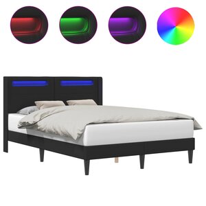 vidaXL Cadre de lit avec bandes LED Noir 120 x 190 cm Simili cuir