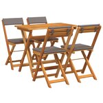 vidaXL Ensemble Bistro Pliable 5 Pièces avec Coussins en Bois Massif d'Acacia