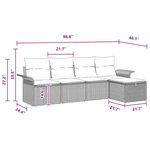 vidaXL Ensemble de canapé de jardin avec coussin 5 Pièces Gris Poly rotin