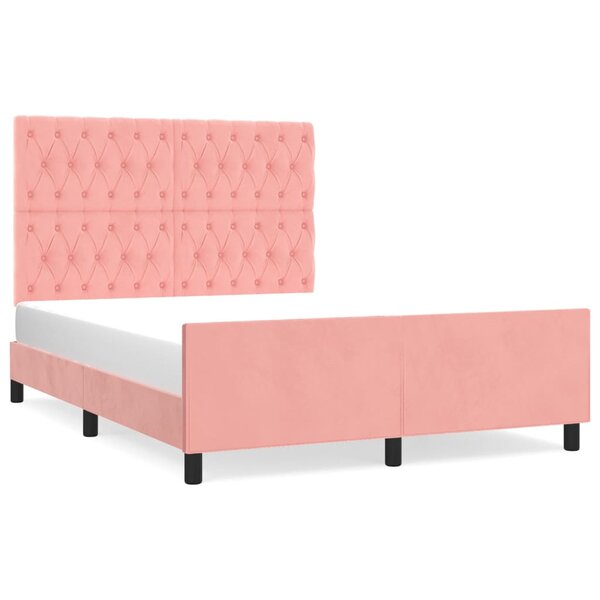 vidaXL Cadre de lit avec tête de lit Rose 140x200 cm Velours