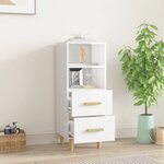 vidaXL Buffet Blanc brillant 34 5x34x90 cm Bois d'ingénierie