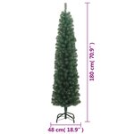 vidaXL Sapin de Noël artificiel mince avec support vert 180 cm PVC