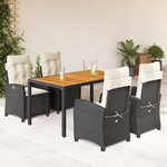 vidaXL Ensemble à manger de jardin coussins 5Pièces Noir Résine tressée