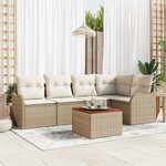 vidaXL Ensemble de canapé de jardin 6 Pièces Beige  blanc