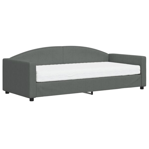 vidaXL Lit de jour avec matelas gris foncé 90x200 cm tissu