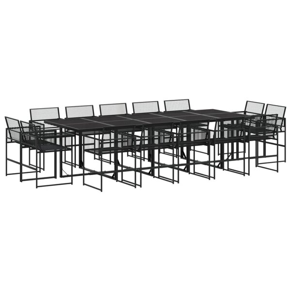 vidaXL Ensemble à manger de jardin 15 Pièces noir résine tressée