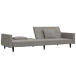 vidaXL Canapé-lit à 2 places avec deux oreillers Gris clair Velours