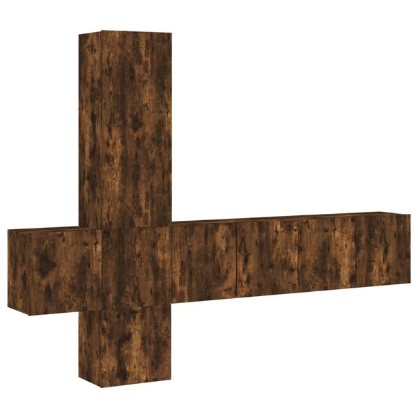 vidaXL Unités murales TV 5 Pièces chêne fumé bois d'ingénierie