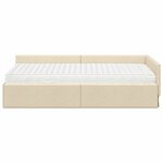 vidaXL Cadre de lit d'angle avec matelas Autre 2 Pièces Crème tissu