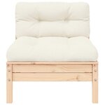vidaXL Canapé central de jardin avec coussins crème Bois de pin massif