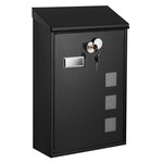 Boîte aux lettres murale moderne avec fenêtres de visualisation plaque signalétique serrure avec noyau en cuivre facile à installer noir 12_0001899