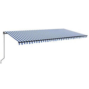 vidaXL Auvent manuel rétractable 600x350 cm Bleu et blanc