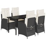 vidaXL Ensemble à manger de jardin coussins 5Pièces Noir Résine tressée
